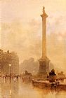 Fog Canvas Paintings - Nelson's Column In A Fog